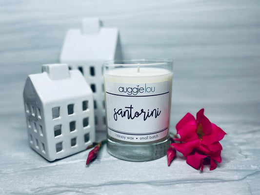 Santorini | 100% Soy Wax | Bliss Scent Candle | 10oz or 6oz | Handmade Candle | Volcano-type Scent | auggielou