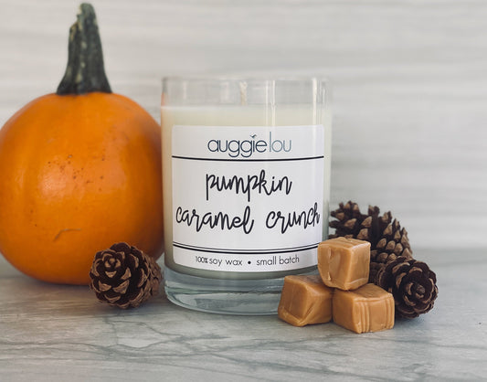 Pumpkin Caramel Crunch Soy Candle | 100% Soy Wax | Autumn Scent Candle | 10oz or 6oz | Handmade Candle | auggielou