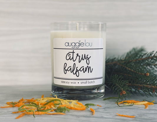Citrus Balsam Soy Candle | 100% Soy Wax | Holiday Scent Candle | 10oz or 6oz | Handmade Candle | auggielou