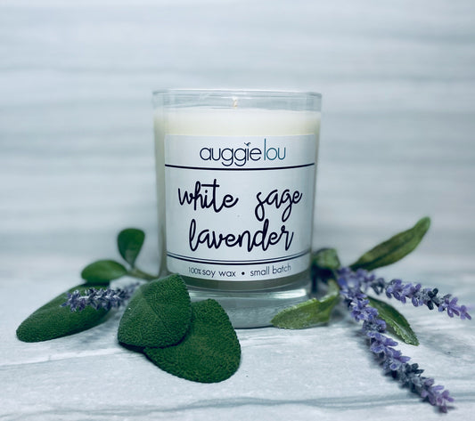 White Sage Lavender | 100% Soy Wax | Bliss Scent Candle | 10oz or 6oz | Handmade Candle | auggielou