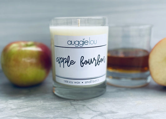 Apple Bourbon Soy Candle | 100% Soy Wax | Autumn Scent Candle | 10oz or 6oz | Handmade Candle | auggielou