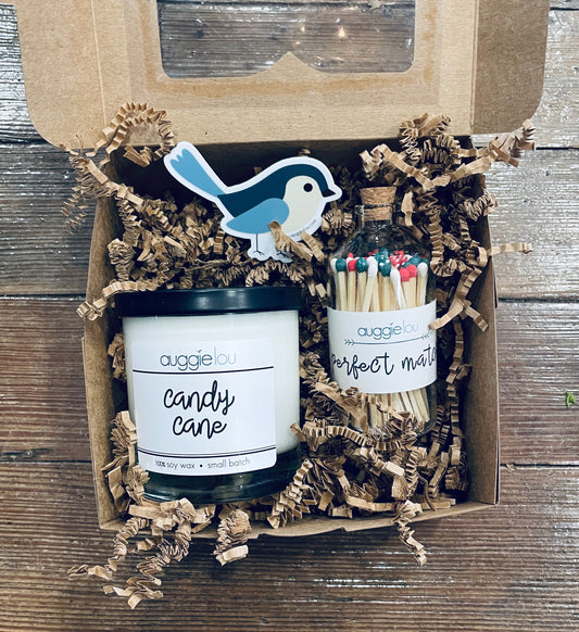 Build a Box | 6oz soy candle | jar of colorful matches | auggielou sticker