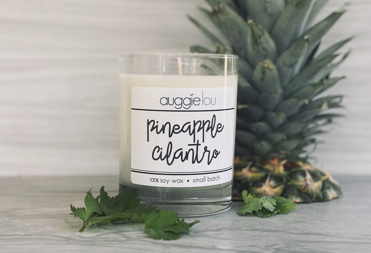 Pineapple Cilantro Soy Candle | 100% Soy Wax | Fresh Scent Candle | 10oz or 6oz | Handmade Candle | auggielou