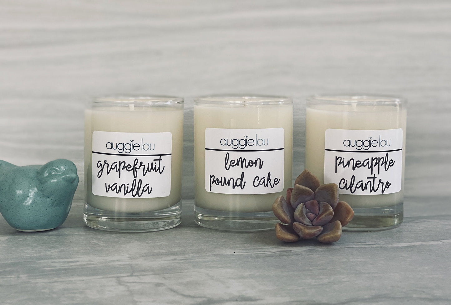 Grapefruit Vanilla–Lemon Pound Cake–Pineapple Cilantro Soy Candles | 100% Soy Wax | Clean Scent Candles | 2oz ea | Handmade | auggielou