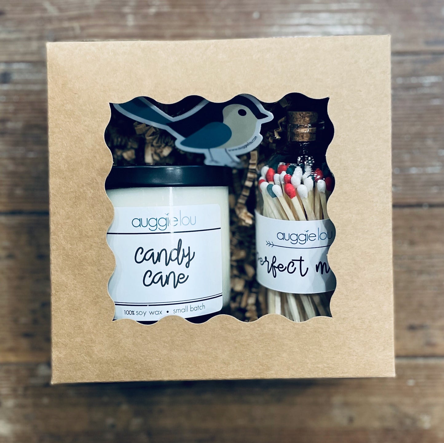 Build a Box | 6oz soy candle | jar of colorful matches | auggielou sticker